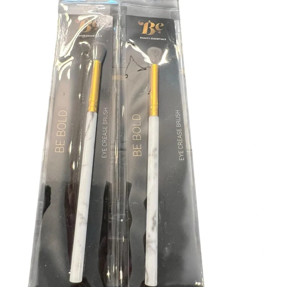 Beauty Essentials Makeup Brush 2 Pc Eye Crease Eyeshadow Marble Color‎ Handle